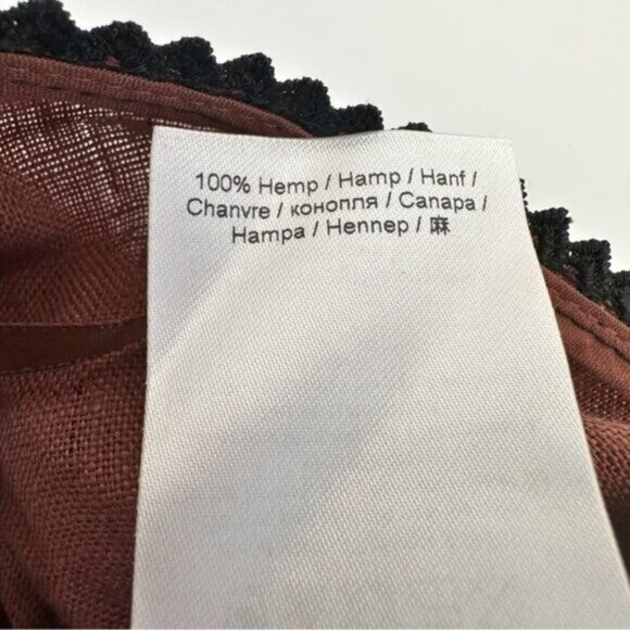 Ganni Bead Embellished Hemp Cut Out Root Beer Brown Midi Dress Size L - Picture 14 of 15